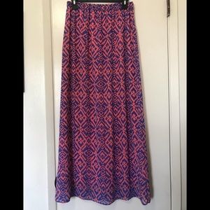 Pink and blue maxi skirt